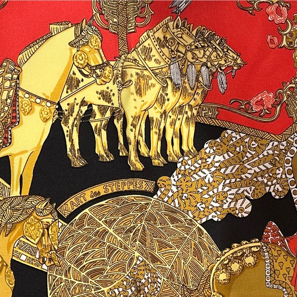EUC HERMES Carre 90 Scarf "ART De STEPPES" Silk - Picture 2 of 5